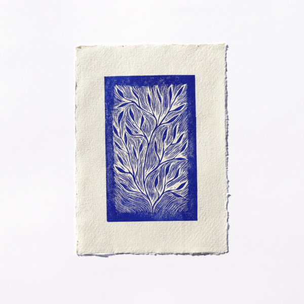 carte feuillage bleue sur silderburg papier coton