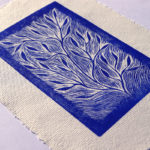 carte feuillage bleu sur papier fin artisanal