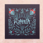 carte rebirth bleue et rouge aux motifs folk nature