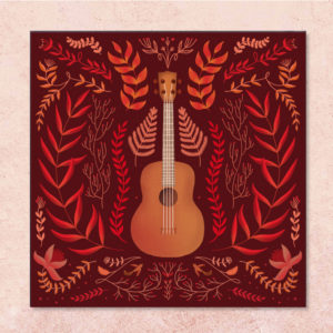 poster guitare folk rouge