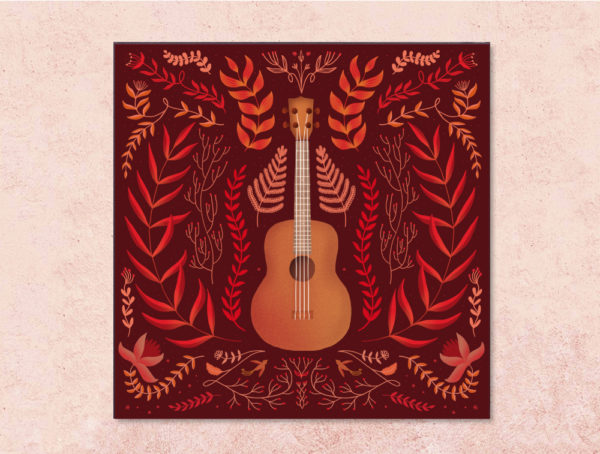 poster guitare folk rouge